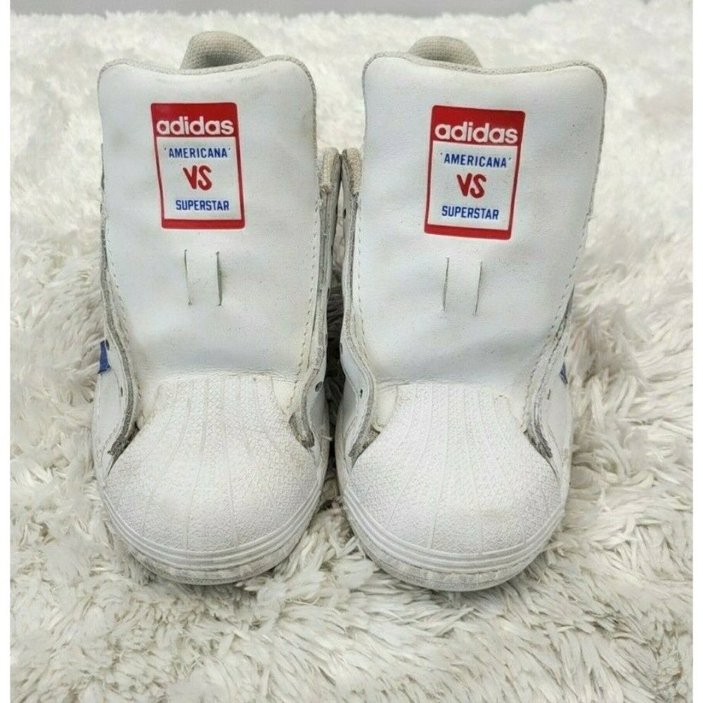 Adidas Americana Superstar Tennis Shoes Youth Size US 3.5 White Patriotic Colors